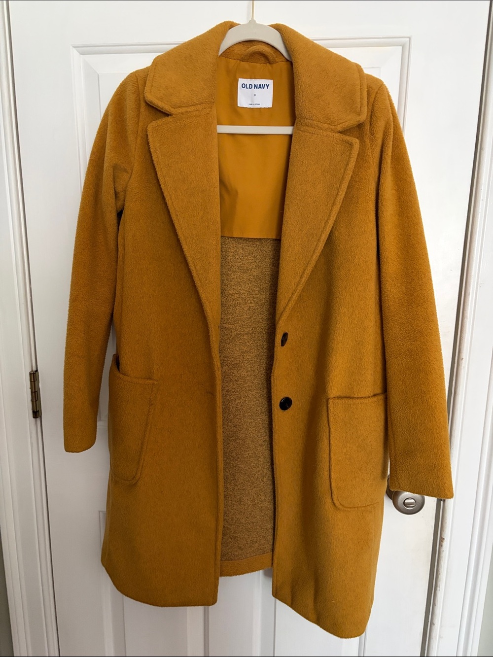 Old Navy Mustard Yellow Wool-Blend Pea Coat